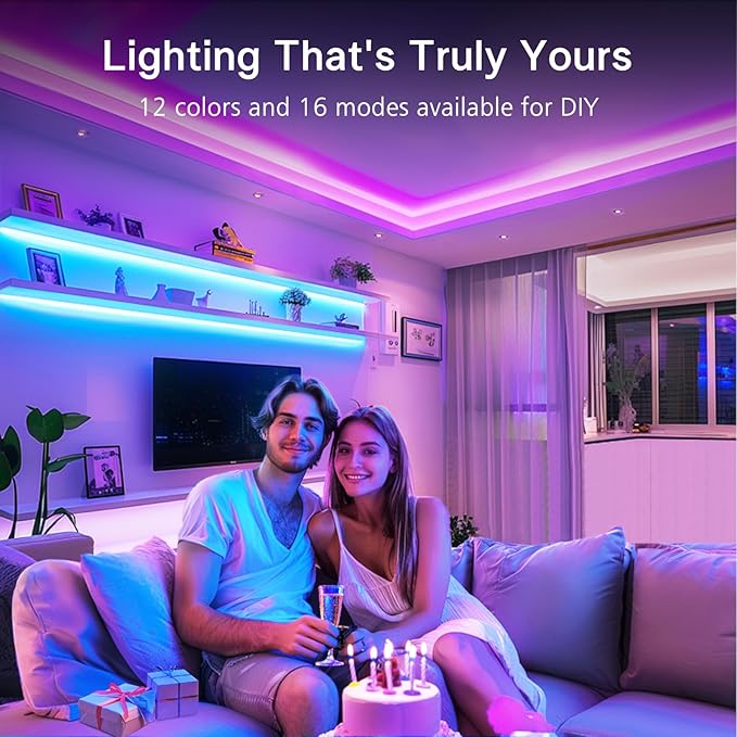 EMITEVER RGB LED Strip Light 16.4ft, Dimmable COB 24V Flexible LED Color - Image 2