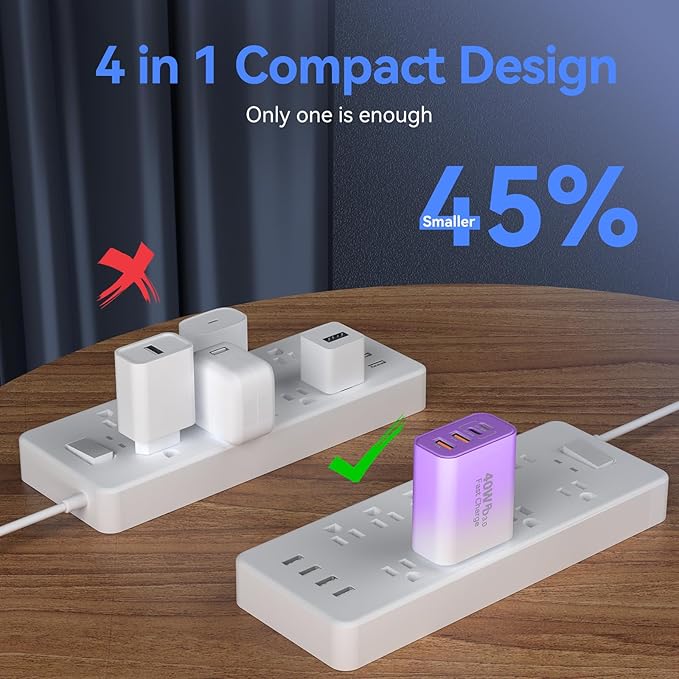 USB C Wall Fast Charger Block, 40W 4-Port Type C Chargers Fast Charging Blocks - Image 6