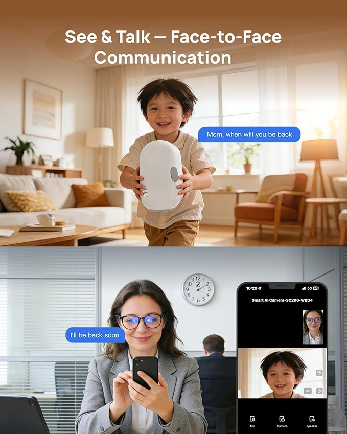 Indoor Security Camera with 4" Screen, 4MP Baby/Elderly Monitor with AI - Image 6