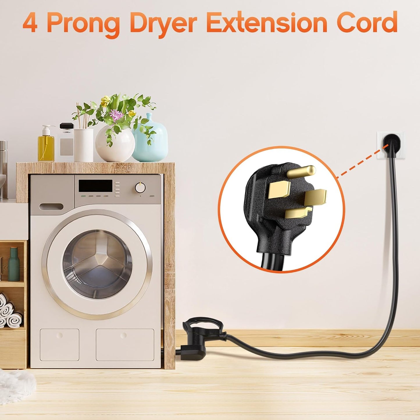 25FT 4 Prong Dryer Extension Cord, 30 AMP 10/4 Gauge, Black | NEMA 14-30P to 14-30R, Pure Copper 4-Wire, Dryer Extension Cord 4 Prong, Waterproof STW Jacket, ETL Listed, Heavy Duty