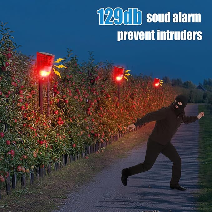 Qualirey 2 Pack Solar Sound and Light Alarm Motion Sensor 129db Outdoor - Image 6