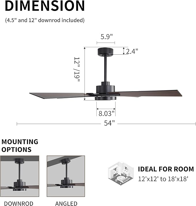 WINGBO 54 Inch Ceiling Fan - Image 4