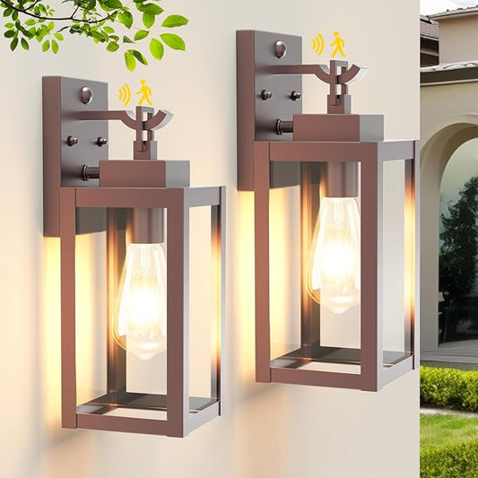 LTBLIGHT 2-Pack Motion Sensor Porch Lights Outdoor, Farmhouse Brown Dusk to by LTBLIGHT