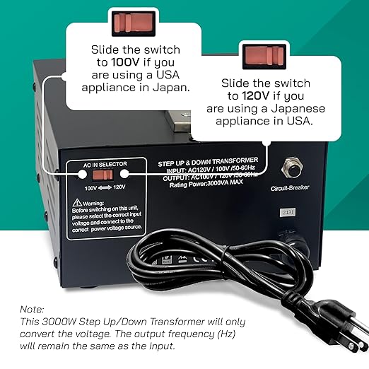 LiteFuze 3000 Watt Japan Voltage Converter Transformer Step Up/Down - 100v to - Image 4