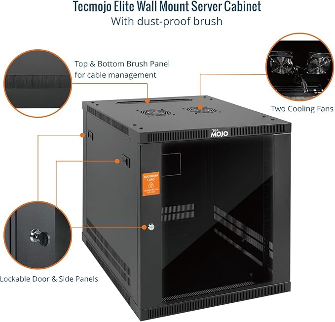 Tecmojo 12U Wall Mount Rack Cabinet, Heavy-Duty 176 Lbs High Load Capacity - Image 4