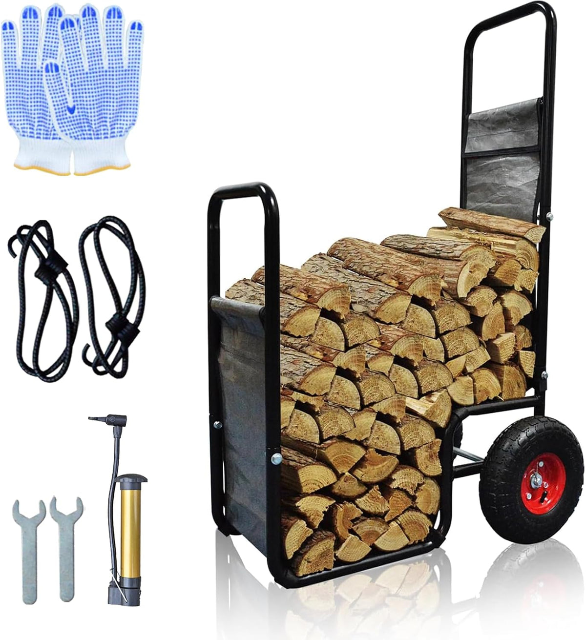 doublehorse firewood cart 27x20x44 in steel pneumatic wheels, main product view