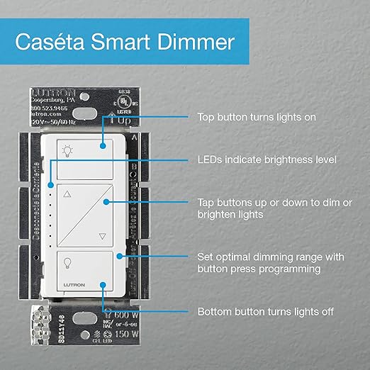 Lutron Caseta Original Smart Dimmer Switch Kit, 2 Dimmer Switches, 2 Wall Plates - Image 6