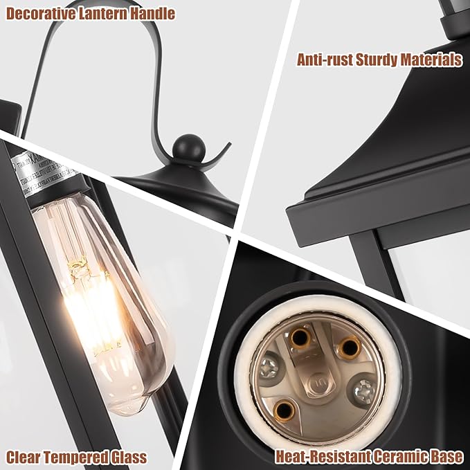 Roravilila 18 Inch Motion Sensor Outdoor Lights 2-Pack, Large Black Dusk to - Image 8