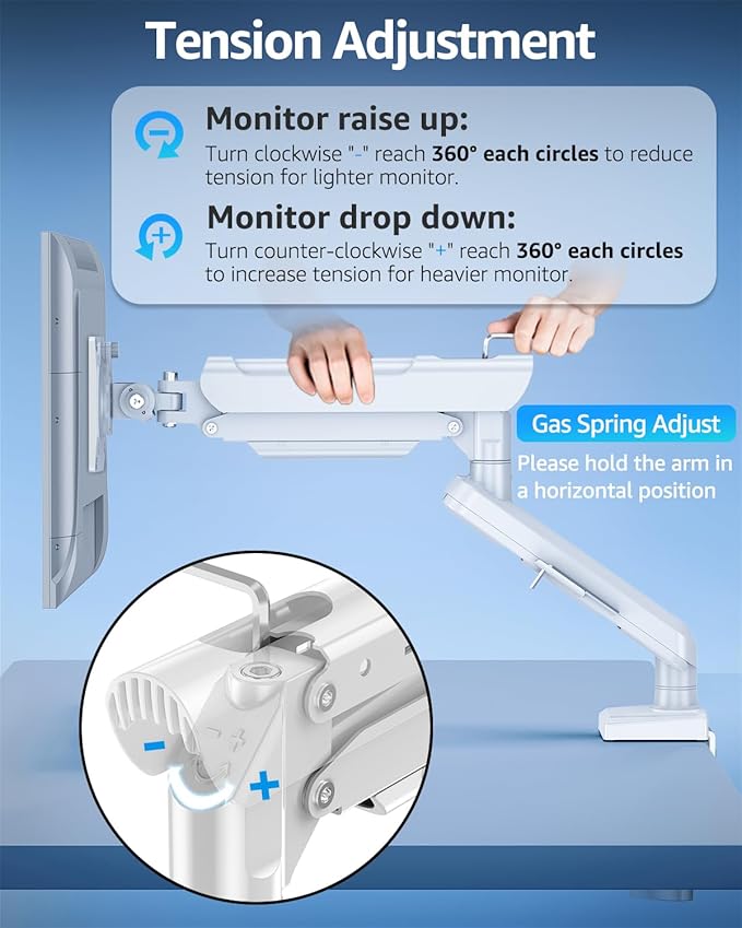 Single Monitor Mount for 32 27 24 22 inch Screen, Monitor Arm Holds 4.4-22 lbs - Image 2