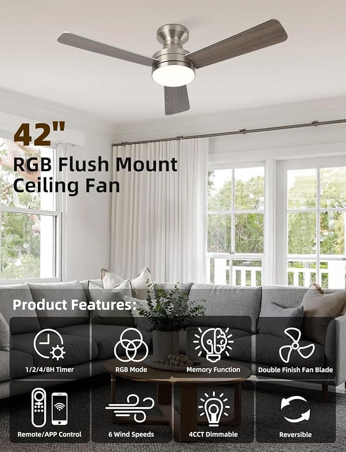 Homlit 42" RGB Ceiling Fan - Image 5