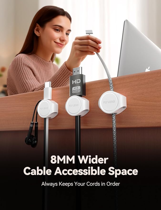 8-Pack Cord Organizer Silicone Magnetic Cable Clips Desk Wire Management - Image 4