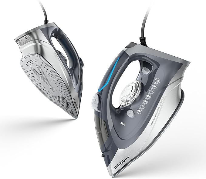 IRONDAY Steam Iron for Clothes Rapid Heating, 1700W Iron Burst of Steam by IRONDAY