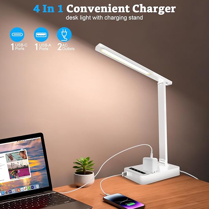 Smart Desk Lamp with 4-in-1 Charging Station, 5 Color temperatures and 5 - Image 4