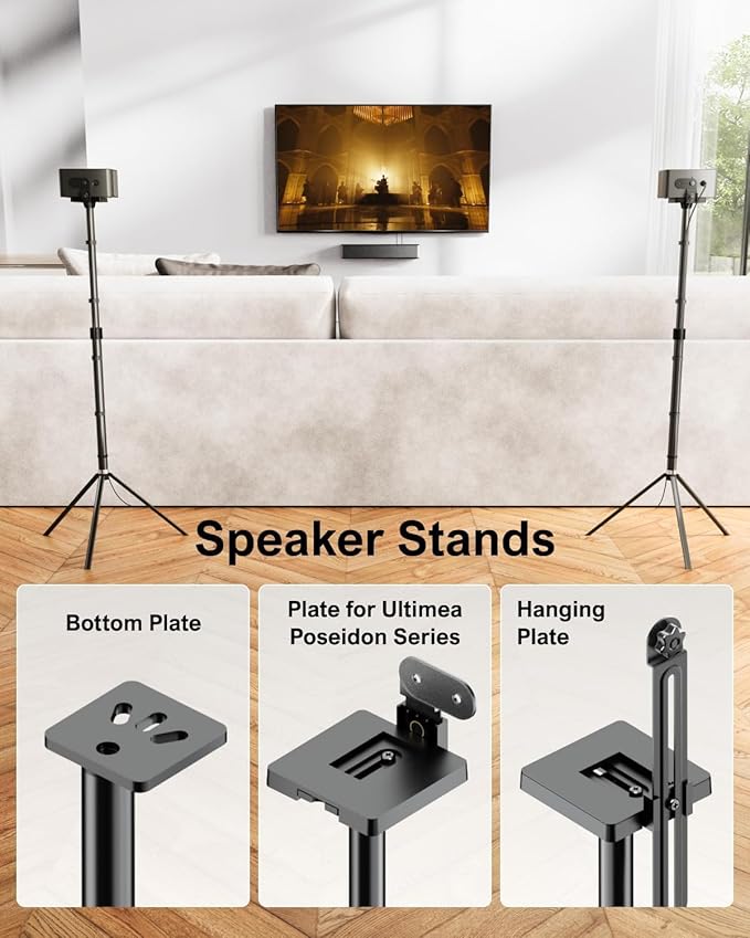 ULTIMEA 2-Pack Universal Height-Adjustable Speaker Stands, Extendable from 62cm - Image 3