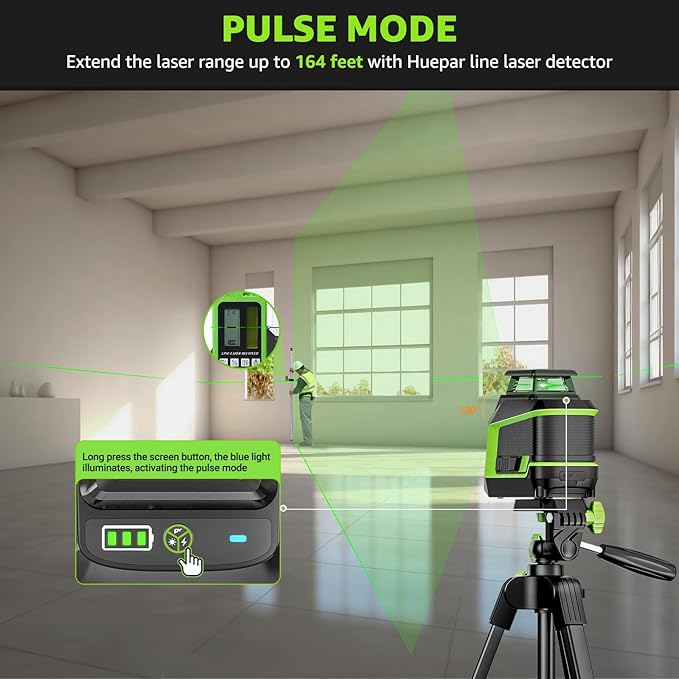 Huepar 360° Laser Level with Tripod 60in, 82Ft - 165Ft Self Leveling Laser - Image 4