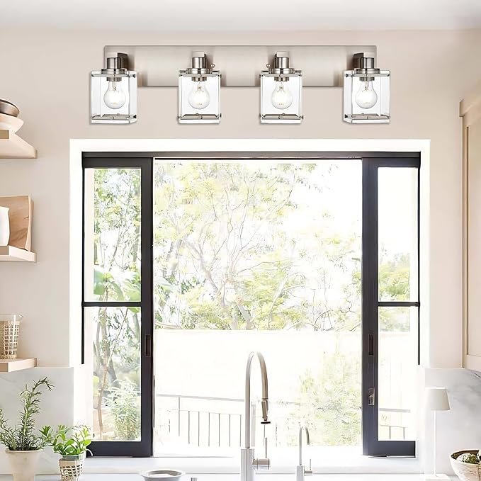 WINSHEN 4-Lights Bathroom Vanity Light Fixtures in Brushed Nickel, E26 Socket - Image 2