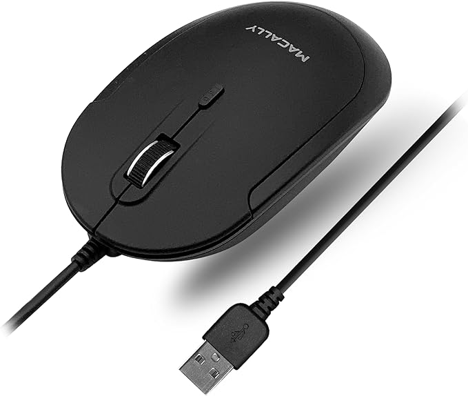 Macally Computer Mouse Wired, Silent USB Mice by Macally