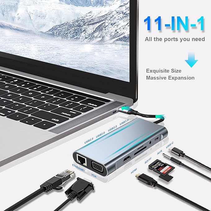 USB C HUB, USB C Adapter 11 in 1 Dongle - Image 2