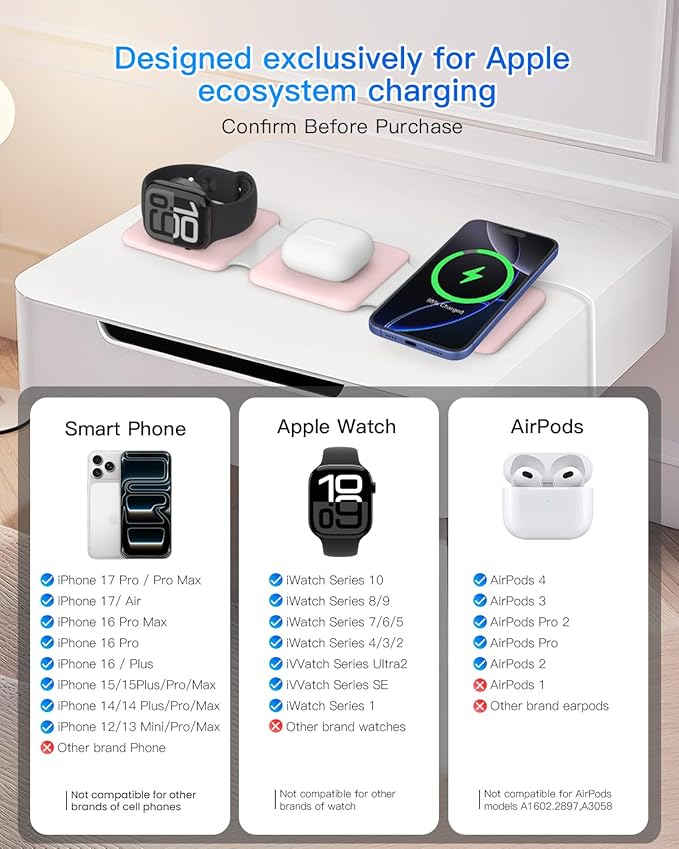 Charging Station for Apple Multiple Devices: 3 in 1 Foldable Magnetic Wireless - Image 4