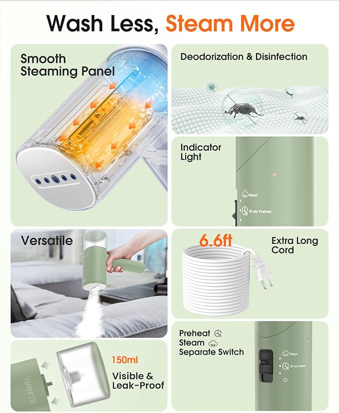 Handheld Steamer for Clothes, 1200W Foldable Travel Steamer, 20 Sec Preheat - Image 5