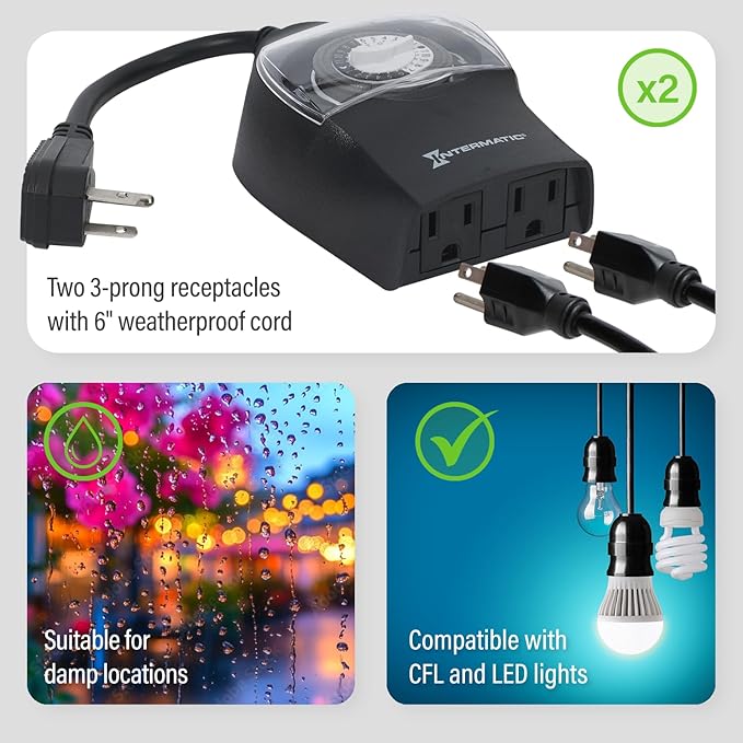 Intermatic HB11K Heavy-Duty Outdoor Plug-in Timer – 2 ON/2 Off Settings - Image 4