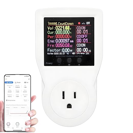 WiFi Smart Plug with Energy Monitoring Electricity Usage Monitor with LCD by Walfront