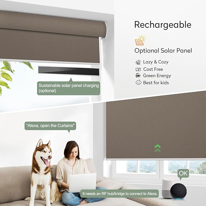 ZSHINE Motorized Blackout Window Blinds Customize Width Remote Control Wireless - Image 4