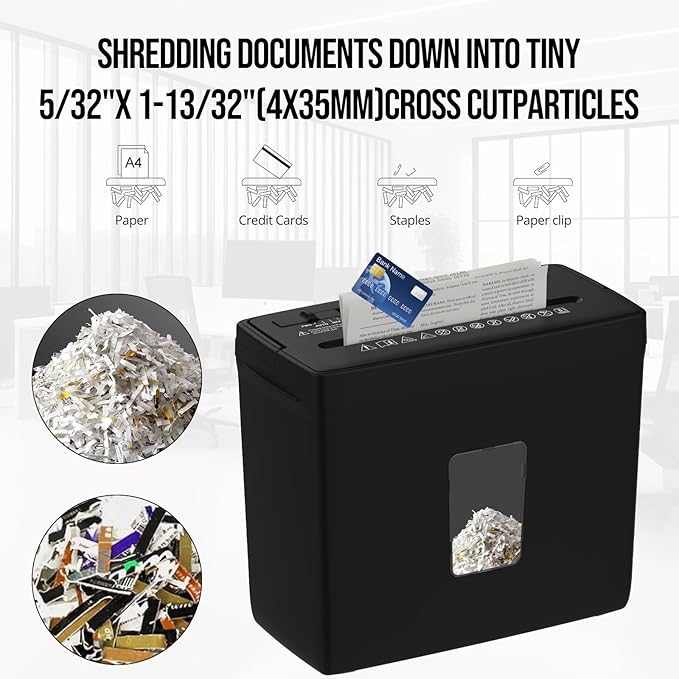 Suntiko Paper Shredder for Home Use, 5 Sheets Small Cross Cut Paper Shredder - Image 2