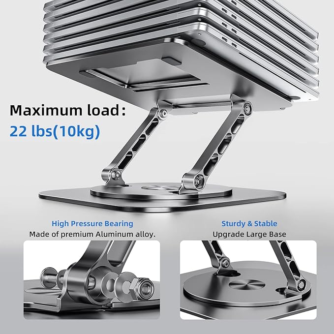 MCHOSE Laptop Stand with 360° Rotating Base, Foldable Adjustable Computer Holder - Image 5