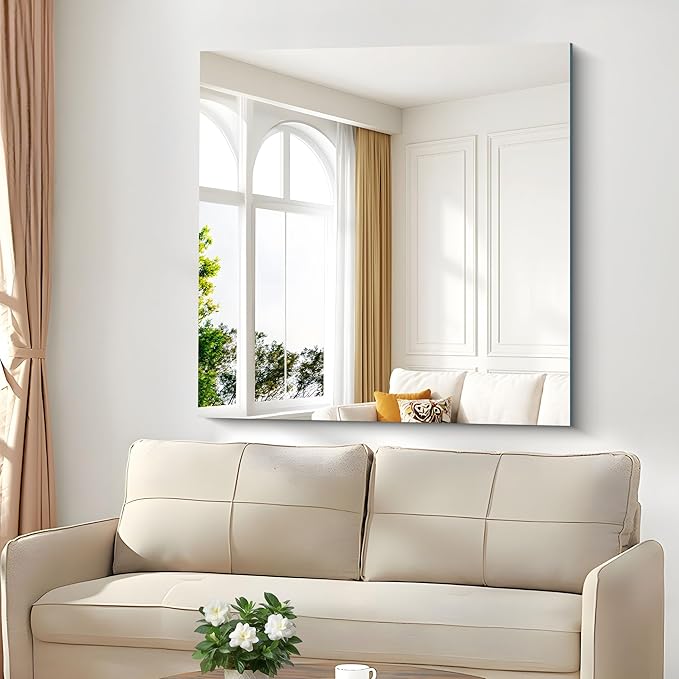 CILIBER Frameless Mirror, 42x42 inch Square Bathroom Mirrors - Image 5