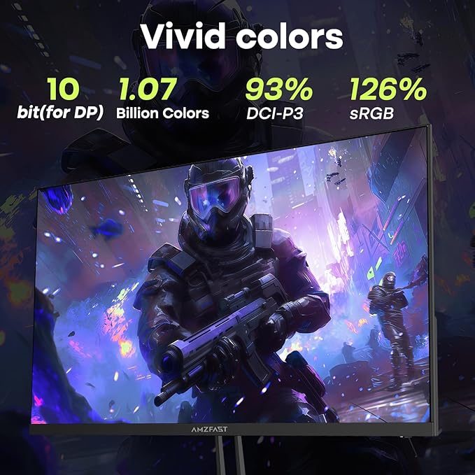Amzfast 24.5 Inch FHD 280Hz/240Hz Gaming Monitor, 1ms Adaptive Sync, 10 Bit - Image 5