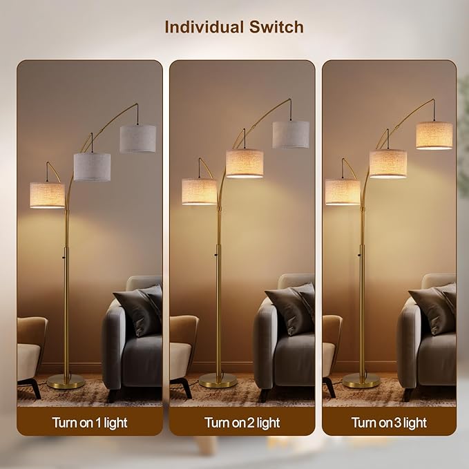 Fansdrick Gold Floor Lamps for Living Room, Super Bright Arc Floor Lamp - Image 5