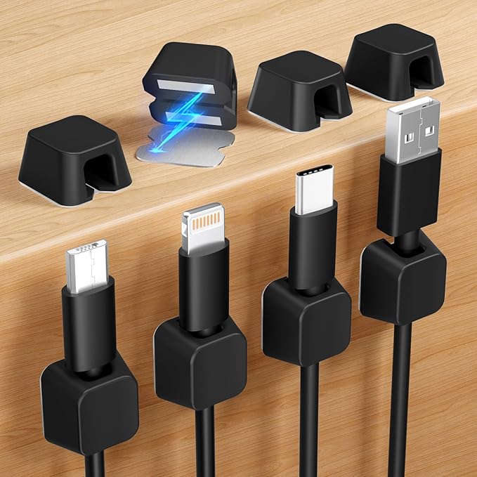 Viaky 8 Pack Magnetic Cable Clips, Large Size Under Desk Cable Management - Image 2