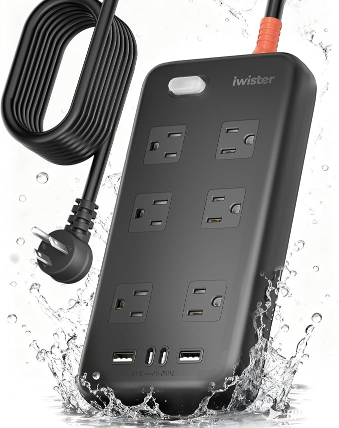 Iwister Outdoor Power Strip Weatherproof IPX6, Iwister 15 Ft Extension Cord by Unknown