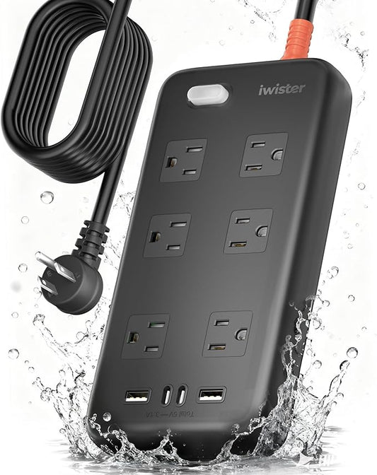 Iwister Outdoor Power Strip Weatherproof IPX6, Iwister 15 Ft Extension Cord by Unknown