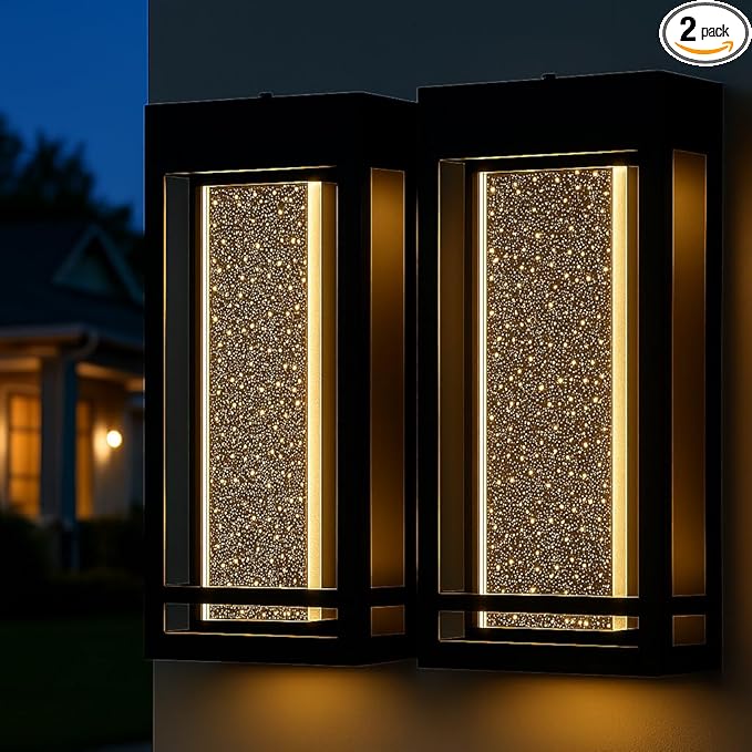 Myhaptim Dusk to Dawn Sensor Porch Lights, Crystal Bubble Exterior Lighting by Myhaptim