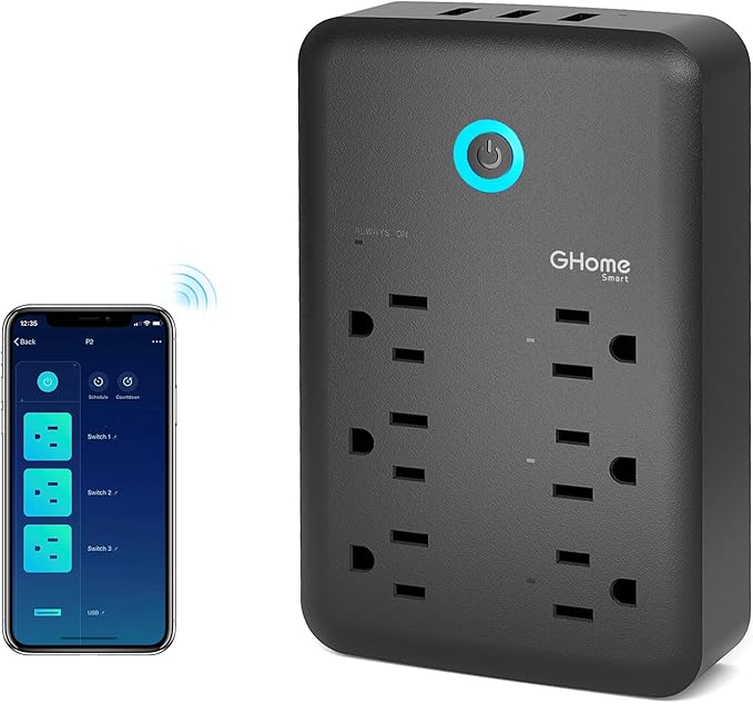 GHome Smart Plug Outlet Extender, USB Wall Charger by GhomeSmart