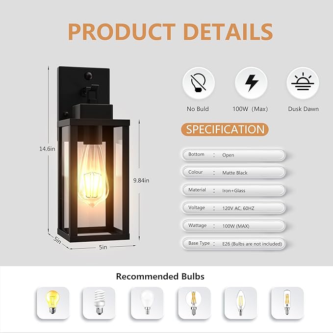 Kainozoic Motion Sensor Dawn to Dusk Outdoor Sensor Light Fixture Anti-Rust - Image 4