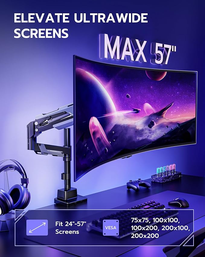 ARES WING CoreArm Single Monitor Mount, Ultrawide Monitor Arm - Image 3