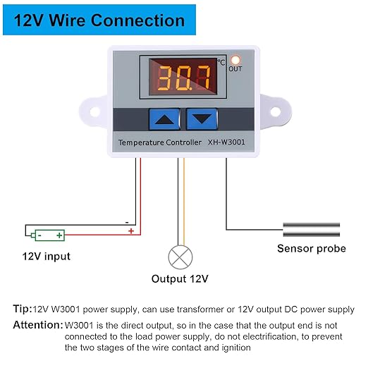 XH-W3001 Digital LED Temperature Controller Module Digital Thermostat Switch - Image 5