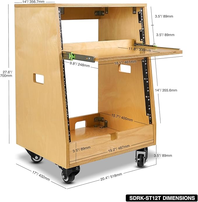 Sound Town DIY Slanted 12U Studio Rack, - Image 5