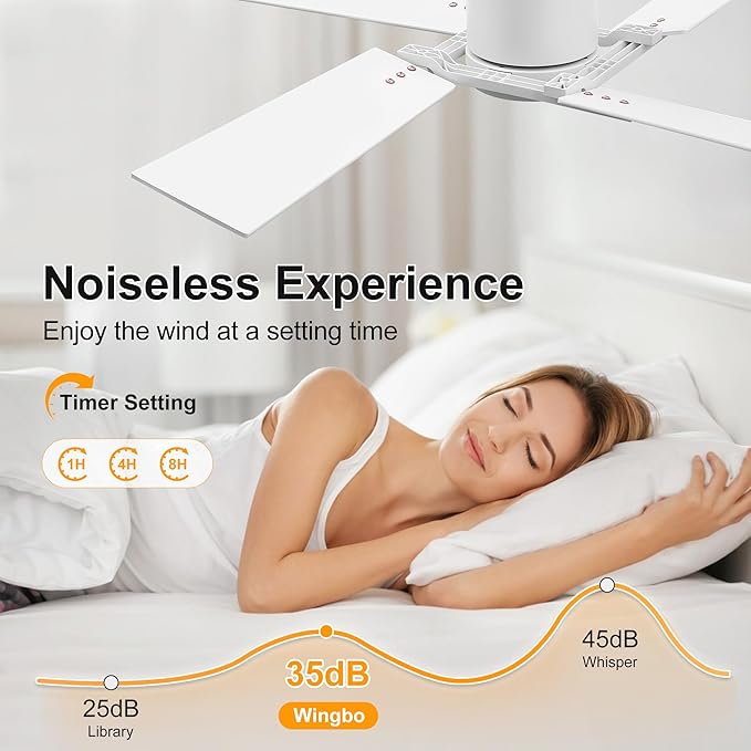 WINGBO 48 Inch Flush Mount Ceiling Fan without Light - Image 4