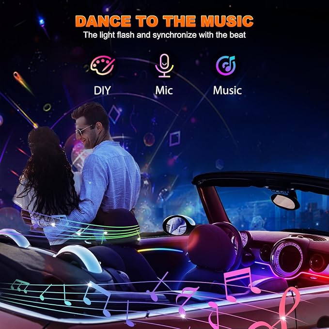 Jushope Interior Car LED Strip Lights, Acrylic LED Lights - Image 5