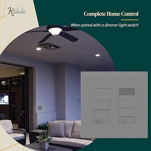 TOPGREENER Kalide Light Switch and 3-Speed Ceiling Fan Control Combo, in Wall - Image 7