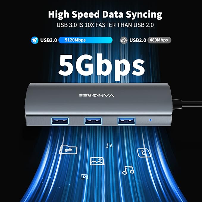 VANGREE USB C Hub, 3 USB 3.2 Gen 2 Ports - Image 7