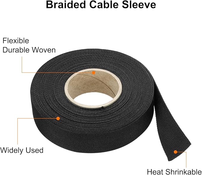 MECCANIXITY Braided Cable Sleeves Heat Shrinkable Fabric Sleeving, 7/8" 40ft - Image 4