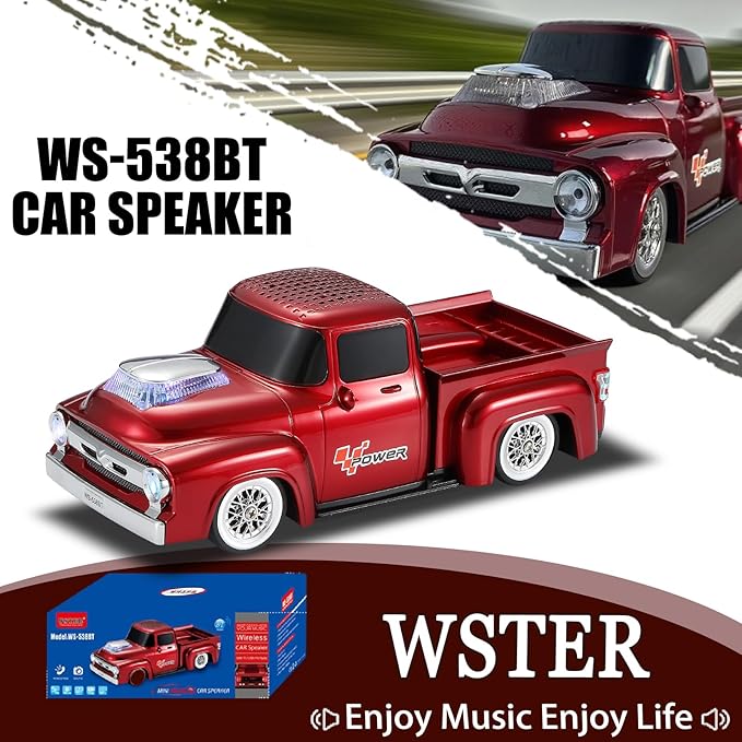 WSTER WS-538 Retro Pickup Truck Bluetooth Replica Speaker – Portable Wireless - Image 2