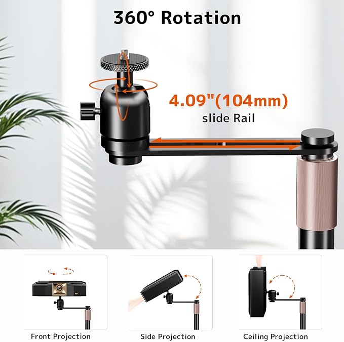 PUTORSEN Universal Projector Stand – Height Adjustable & 360° Rotatable Mount - Image 4