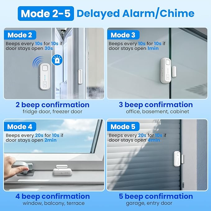 Sanjie Door Alarm with Instant and Delayed Alerts 30s/1min/2min/4min, Door - Image 6