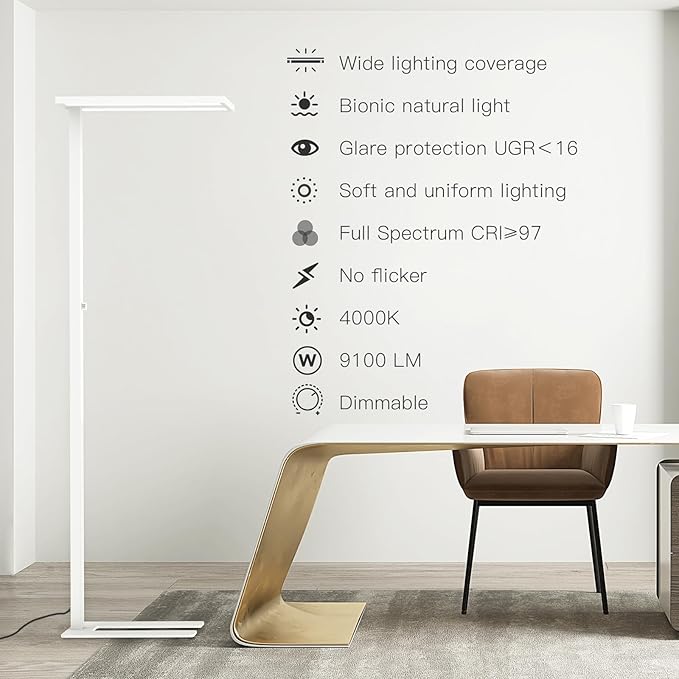 STERREN 76" Led Floor Lamp, 120W White Modern Free-Standing Lamp, 9100LM - Image 2